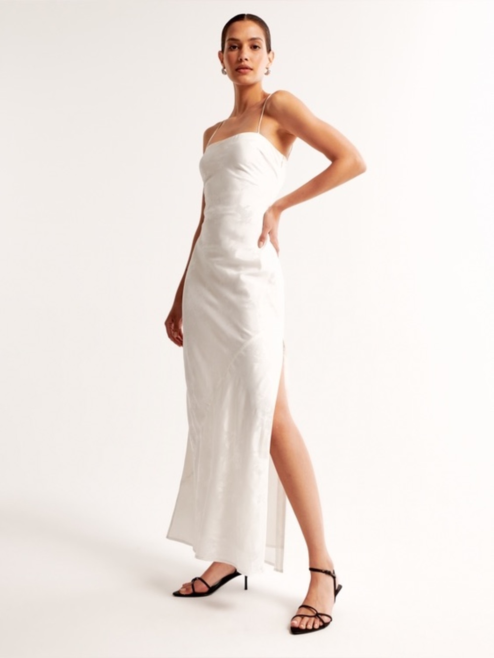 The A&F Julia Slip Satin Jacquard Maxi Dress